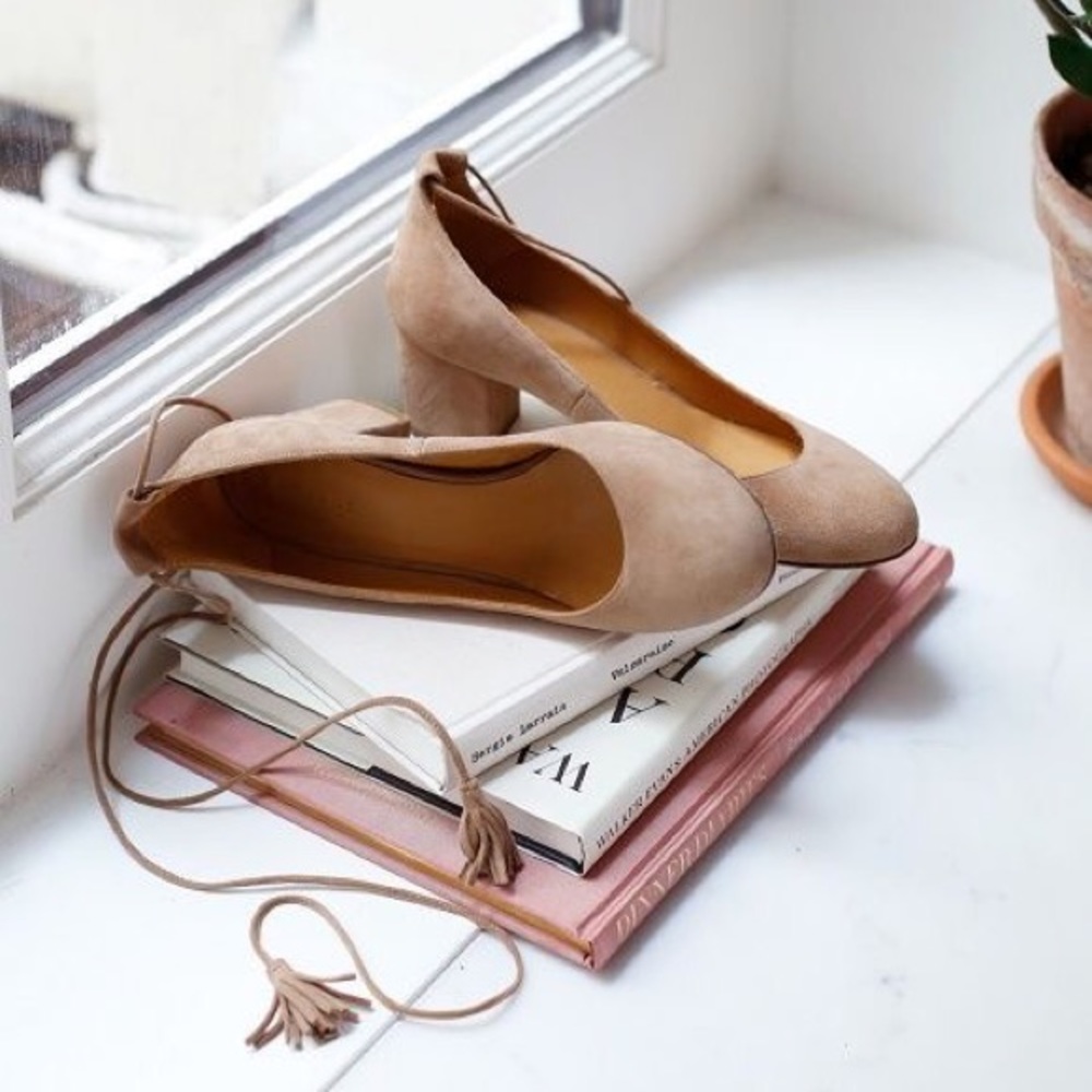 COPY - Sézane Blush Dusty Pink Valentina Tie Heels
